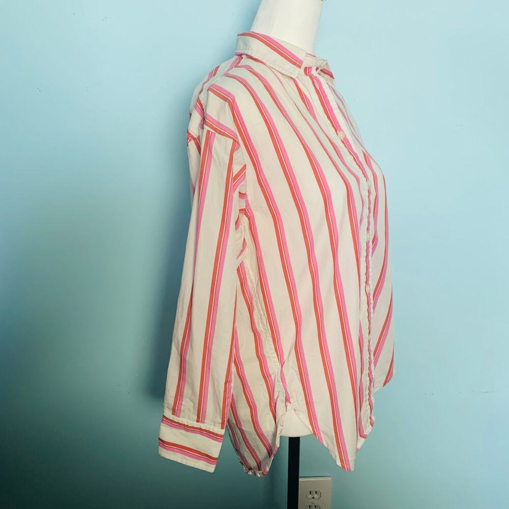 J. Crew Relaxed-fit Washed Cotton Poplin Shirt in Pink Stripe Size 2 - Picture 6 of 9